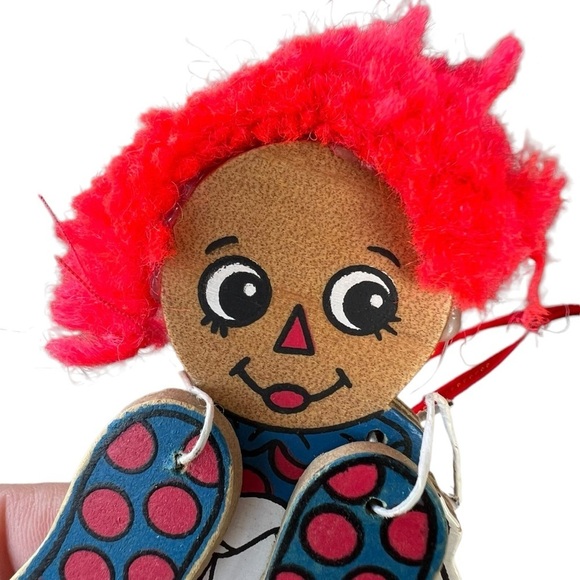Vintage Kurt Adler Raggedy Ann and Andy Jointed Ornaments Wood 6” Taiwan - Picture 5 of 7
